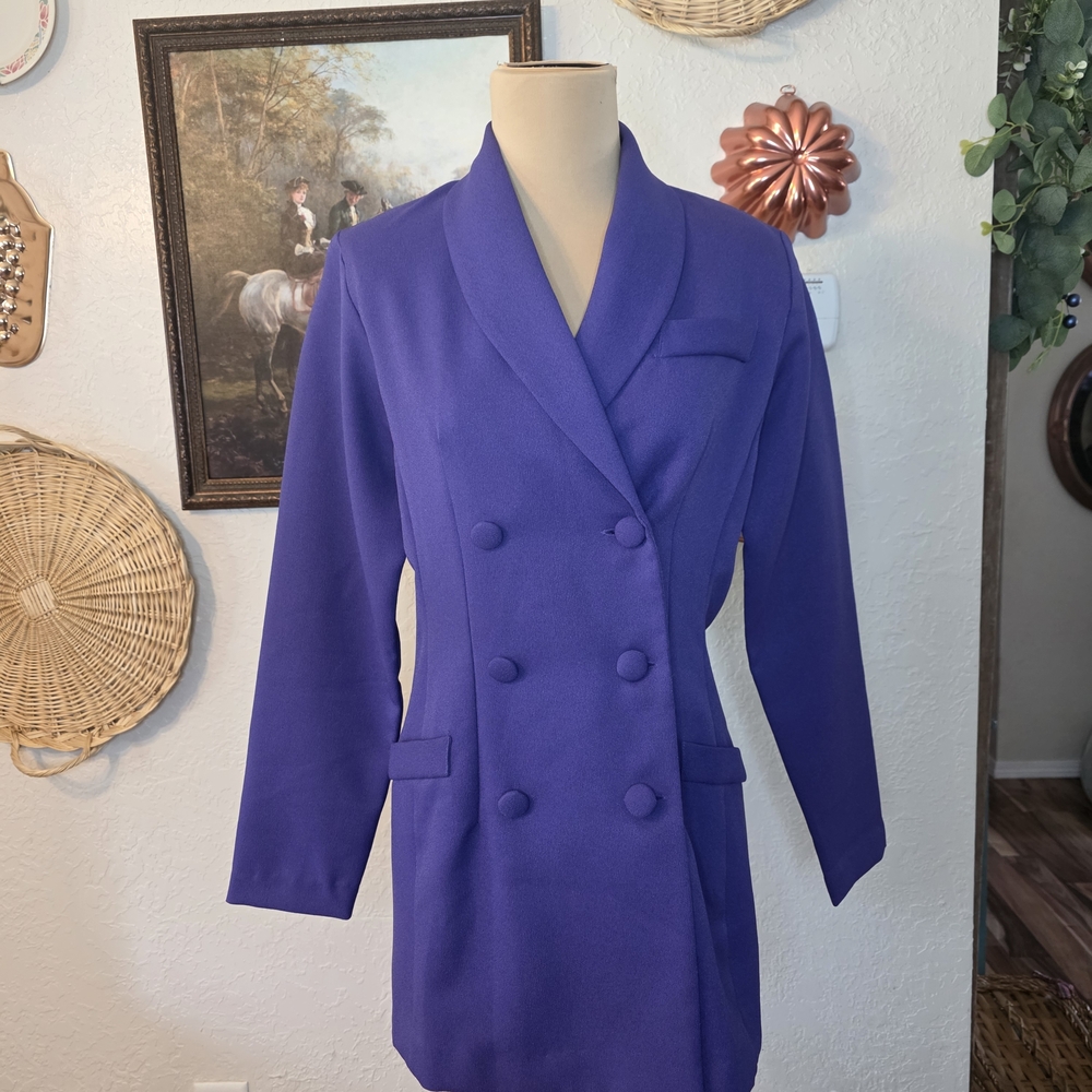 Vintage Jennifer James Purple Double-Breasted Mobwife 90s Office Siren Blazer